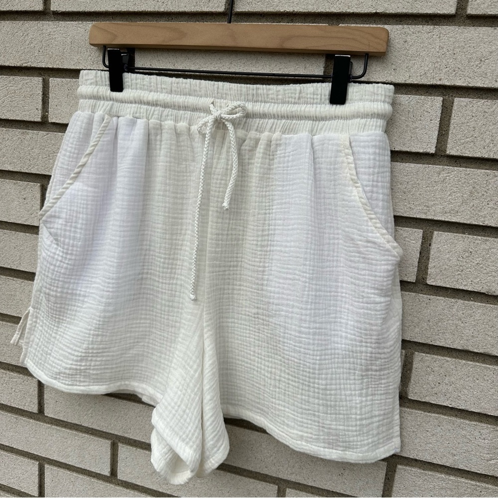 Dippin Daisy’s Pacific Hideaway Ivory Double Gauze Cotton Pull On Shorts XL Boho - Picture 3 of 11